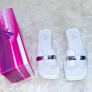White Square Toe Sandals